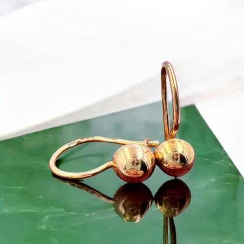 Kugel Erbse Vintage Sowjetisches Gold 583 14k Ohrringe, Roségold Ohrringe Halbkugeln
