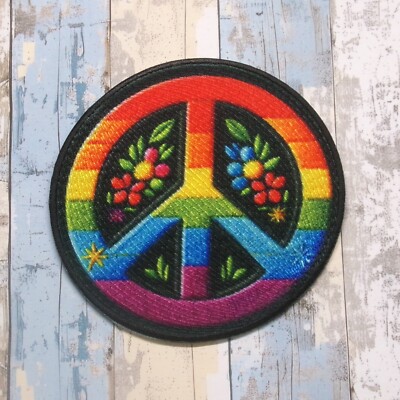 Peace Sign Patch Iron-on Applique Retro Badge, Hippie, Woodstock, Boho, Music
