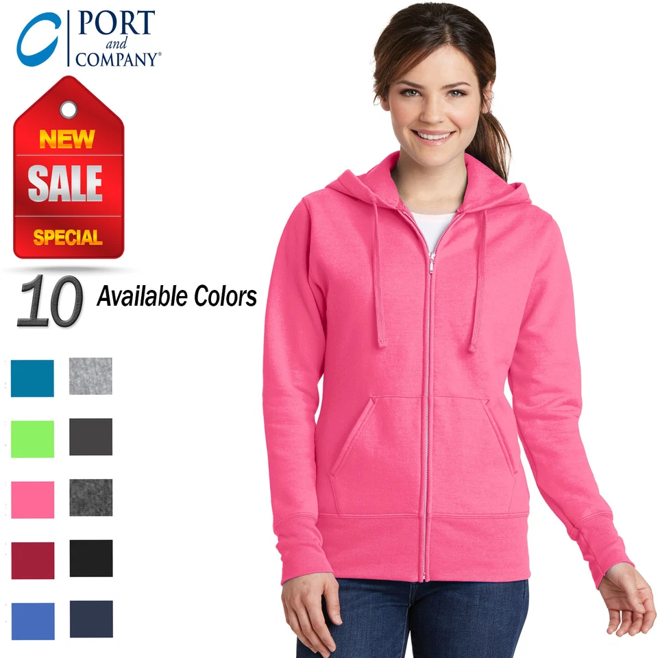 Port & Company Women's Core Fleece Full Zip Hooded 2XL-4XL Sweatshirt B-LPC78ZH