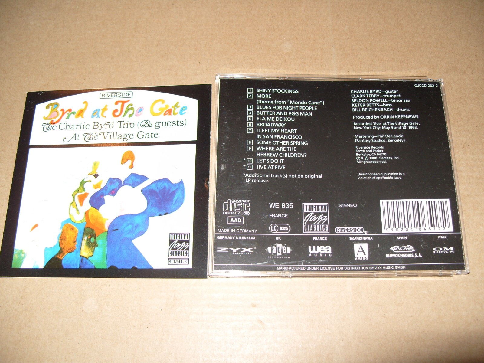 Charlie Byrd - Byrd at the Gate ( Trio at the Villiage Gate 1988 CD + INLAYS EX+