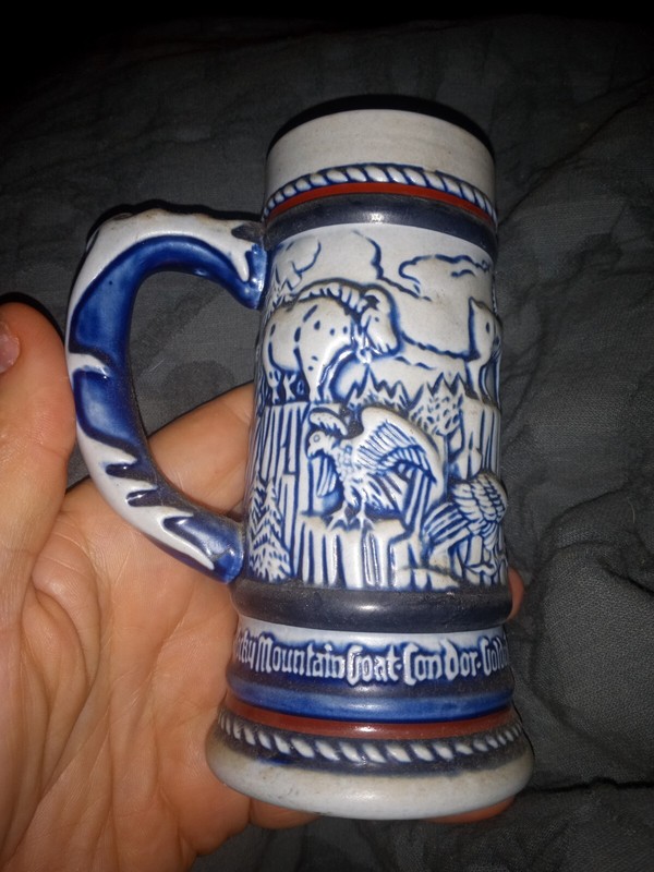AVON Mini STEIN Brazil 1983 Eagle Rocky Mountain Goat Bighorn Sheep Condor Moose