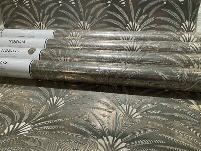1 Roll NOBILIS Paris COS61 BRAZILIA Silver Art Deco Influence Metallic Wallpaper
