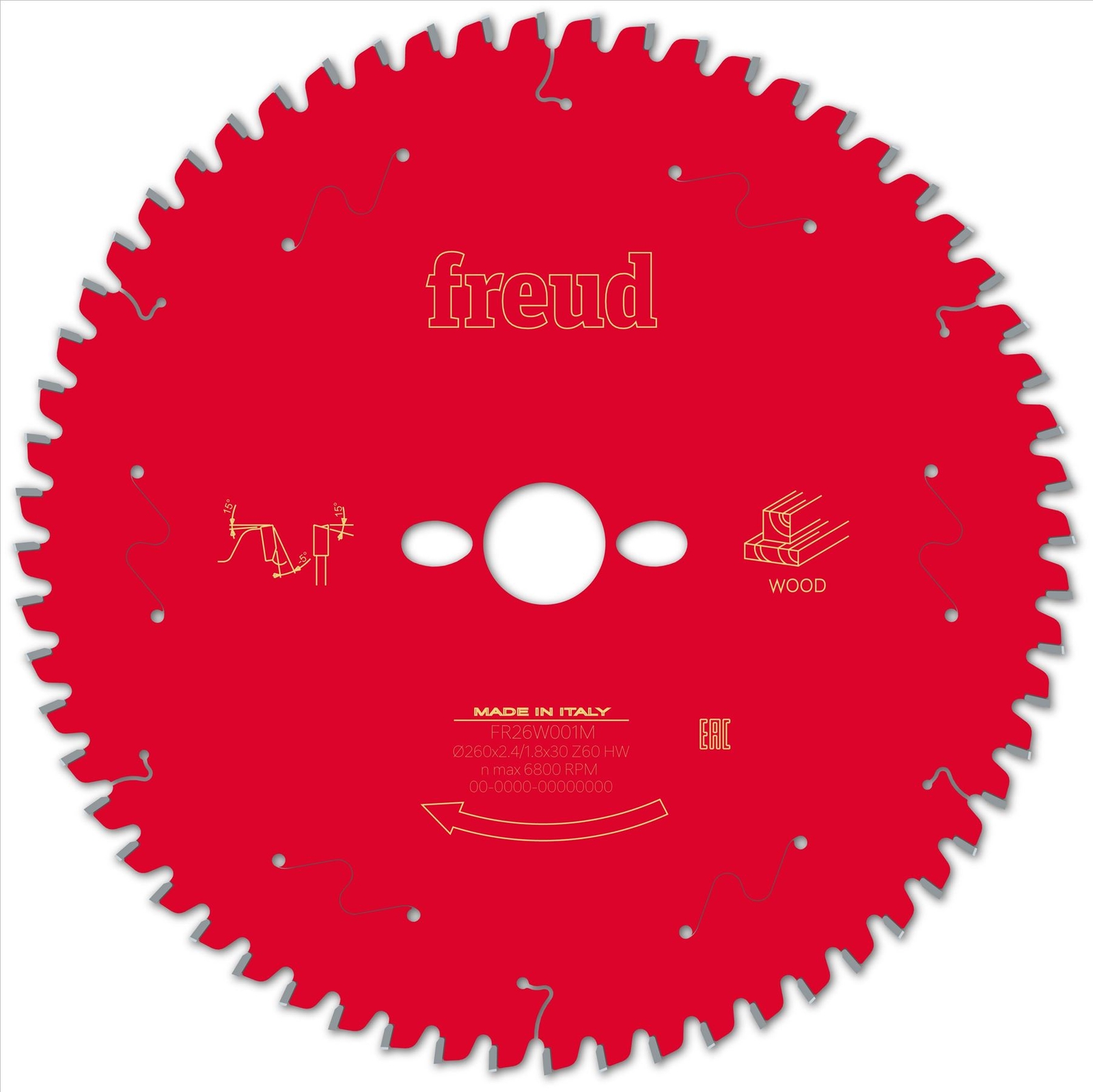 Freud F03FS09760 Wood Circular Saw Blade 260mm x 30mm x 2.4mm x 60T