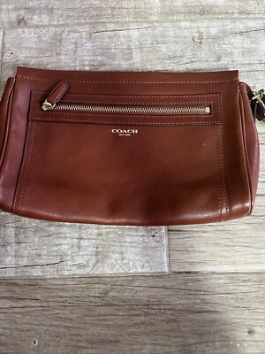 Coach Legacy Cognac Leather Clutch-Detachable Wristlet Strap - Main Image