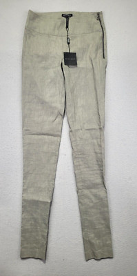 Sarah Pacini Linen Pants Women's Size 0 Gray Stretch Linen Tapered NWT $425 MSRP