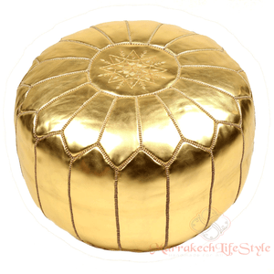 Free-Express-Ship-GOLDEN-MOROCCAN-POUF-OTTOMAN-METALLIC-LEATHER-POUFFE-FOOTSTOOL