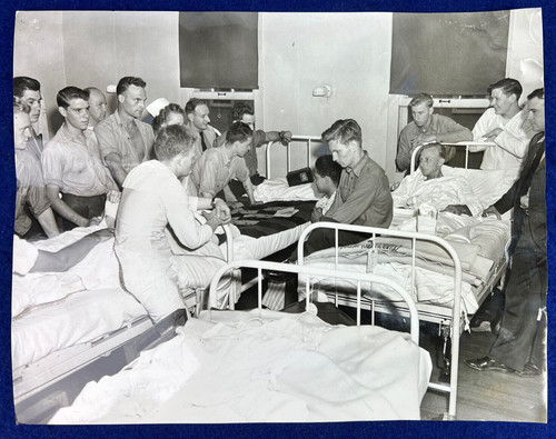 WWII Identified Wounded Navy Sailors in Hospital Vintage Photo