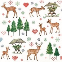 20 Servietten Charming Deers Rehe Futterkrippe Tiere Winter Tischdeko 33X33Cm