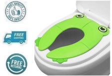 New Green Frog Toilet Seat Cover Folding Travel Portable Silicone Potty Training