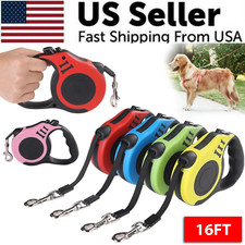16.5FT Retractable Dog Leash - Automatic Walking Lead with Pet Collar