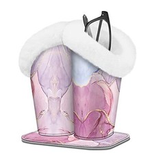 Plush Lined Double Eyeglasses Holder with Magnetic Base- Glittering Marble