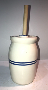 Cash Family Mini Table Top Butter Churn / Crock Blue White Pottery Made in USA - Picture 1 of 6