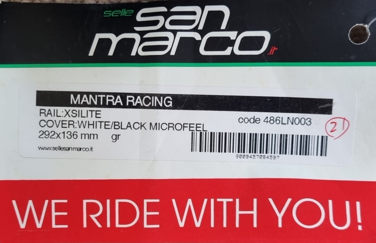 Selle San Marco Mantra Ouverte Vélo Route - Blanche, Rails XSlite - 292x136 Mm - NEUF
