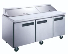 NEW 3 Door 72" Refrigerated Sandwich Salad Prep Table Dukers DSP72-18-S3 #2200