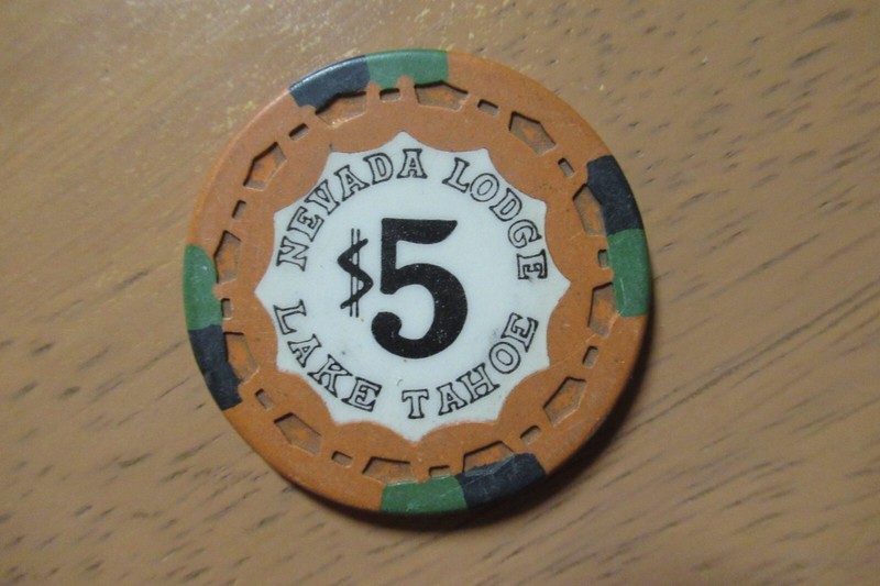 Vintage Nevada Lodge $5 Casino Gaming Poker Chip ~ Lake Tahoe, Nevada