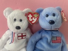 Ty Beanie Babies England And America Bear Lot Of 2 With Tags 8 Collectible