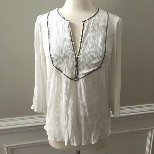 1. State White Gauze Cotton V Neck Long 