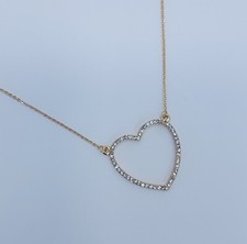 N0303 Clear Rhinestones Decorated Mini Heart Love Shape Pendant Dainty Necklace