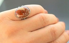HANDCRAFTED VINTAGE OVAL SHAPED GENUINE RED AGATE STERLING SILVER RING SIZE 3
