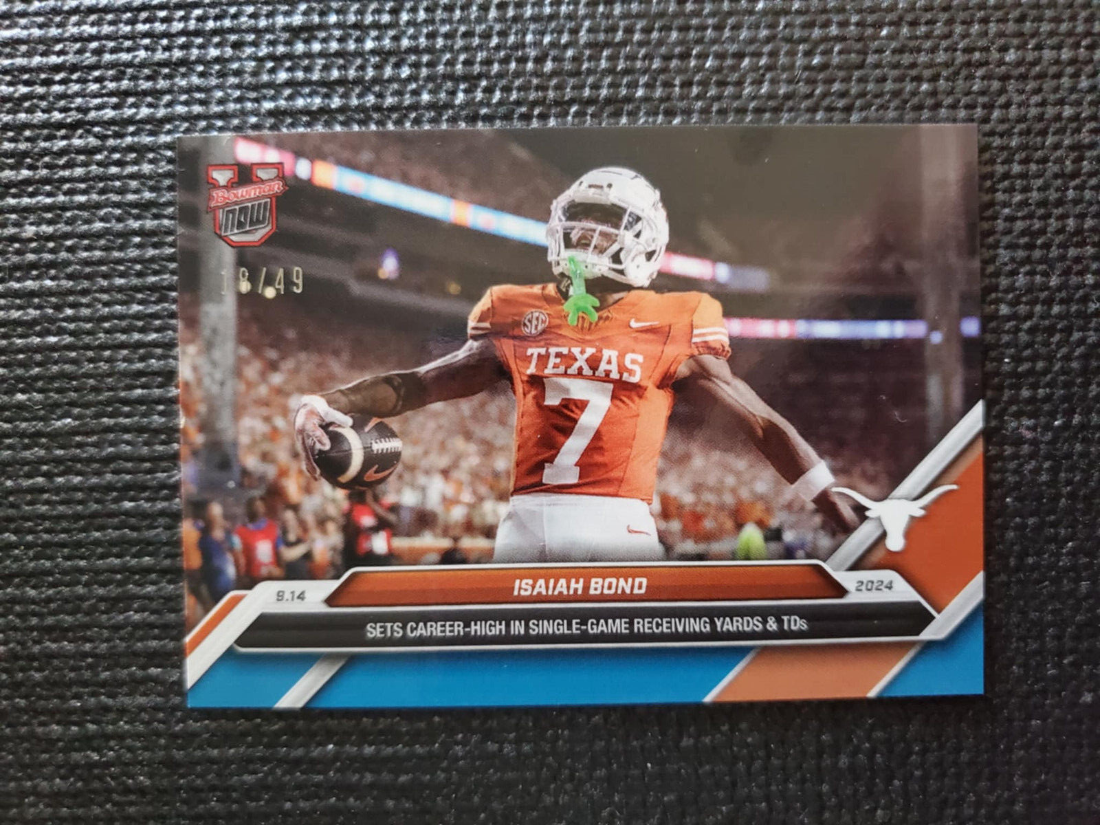 Isaiah Bond Texas 2024 Bowman U Now Football Card 13 Blue Parallel 18/49