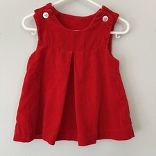 Vtg Baby Girl 12 months Velvet Velour Dress Red Holiday Christmas Party Jumper