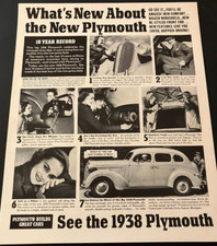 1938 Plymouth De Luxe Touring Sedan - Vintage Original Print Ad Wall Art  CLEAN