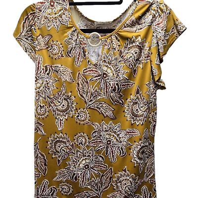 NWT JOIE DE VIVRE MUSTARD YELLOW FLORAL PAISLEY PRINT PULLOVER TUNIC SIZE LARGE