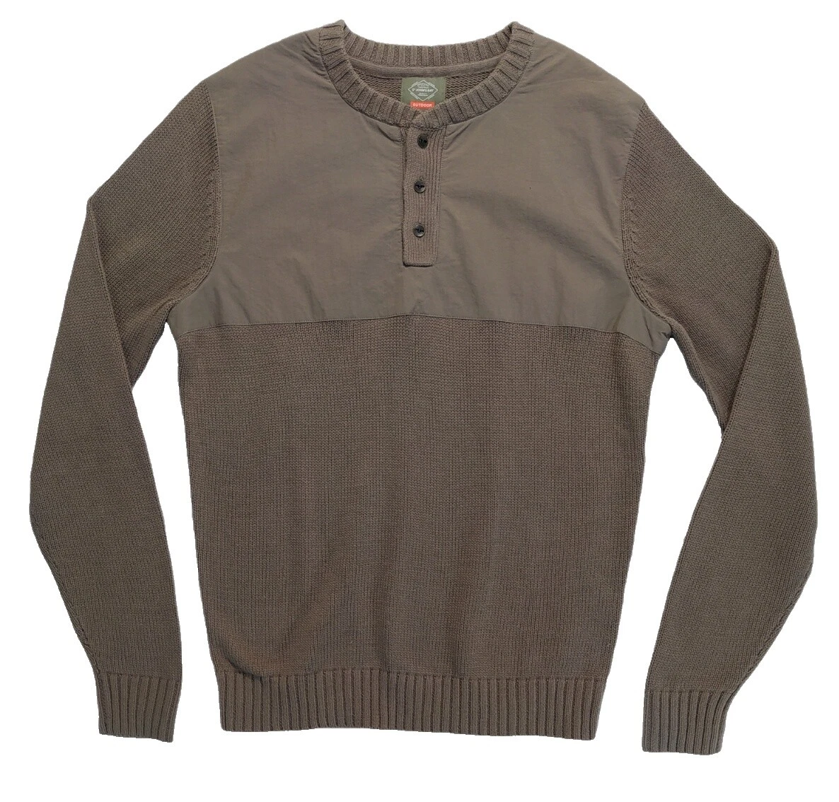 Suéteres Marrom Henley de Algodão para Homens