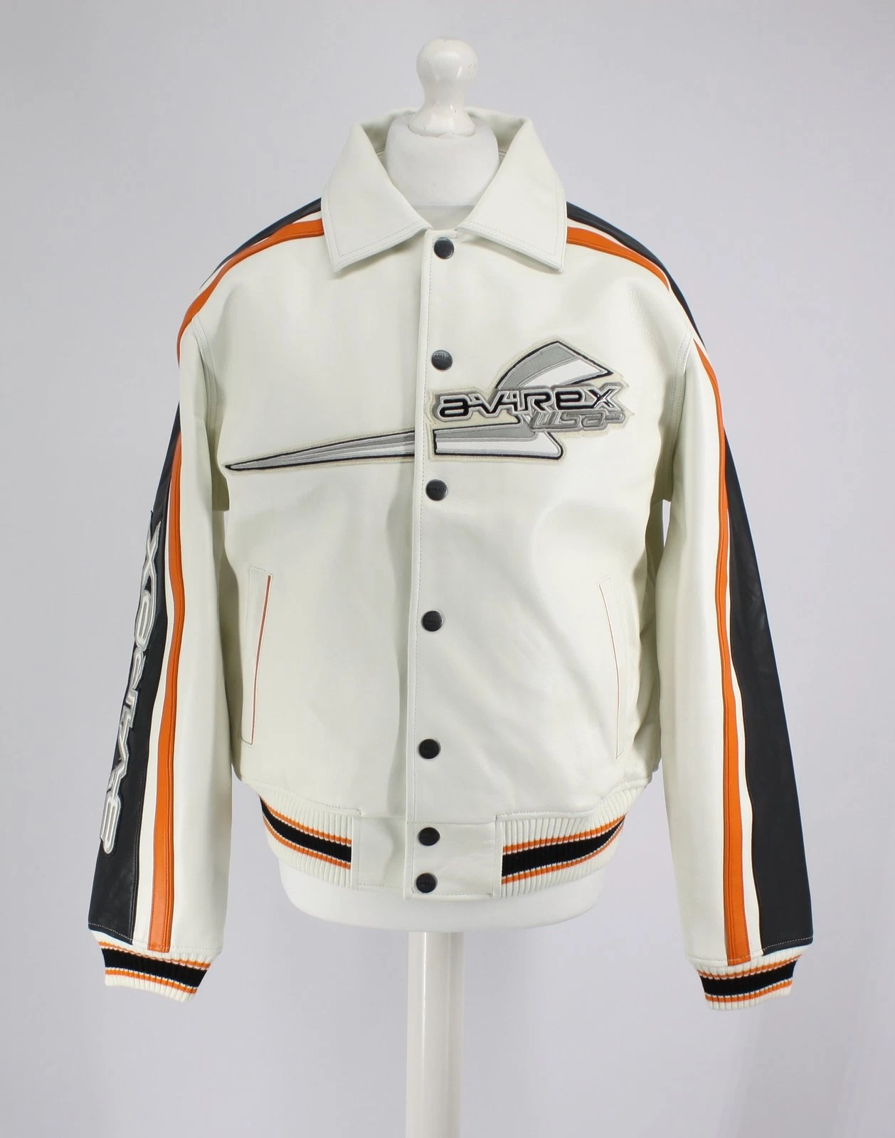 AVIREX MENS GHOST RIDER JACKET LEATHER SAMPLE - SIZE M SNOW WHITE IB