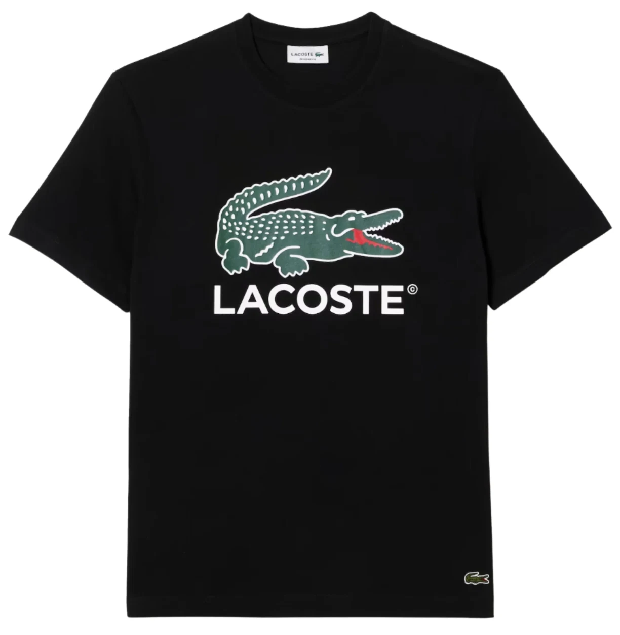 Lacoste Men's Signature Print Regular Fit Cotton Jersey T-Shirt Black