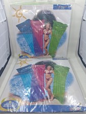 TWO Vtg 2001 The WetSet Inflatable Pool Raft Float 72 x27" Green Aqua Blue NOS