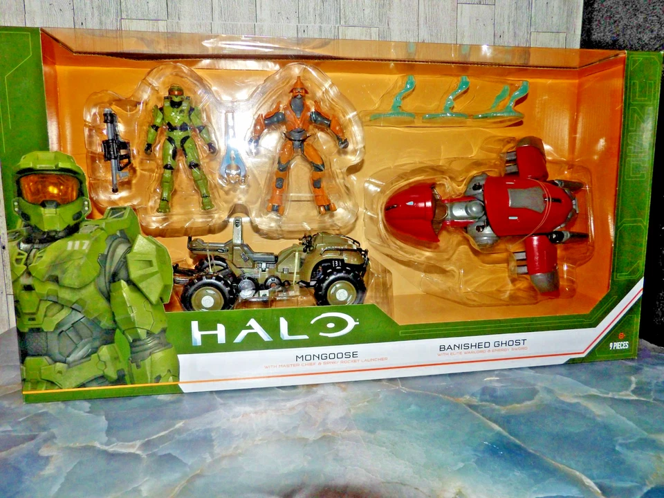 Halo Infinite Mongoose Master Chief & Banished Ghost 带军阀人偶玩具套装 — 第 3/4 张图片