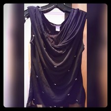 H M Black beaded cowl neck tank Size Medium