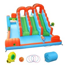 10-in-1 Inflatable Water Slides for Kids Backyard with 3 Slides,Climbing Wall