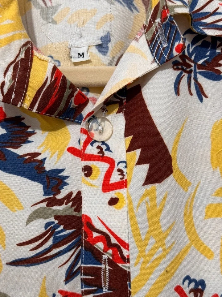 Vintage 1950s Mexican Themed, Loose Fit, Hawaiian Long Sleeve Shirt, Rayon - Image 3 of 4