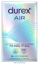 Durex Air Extra Thin Transparent Natural Latex Condoms 10 Count