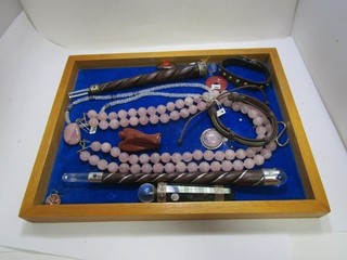 Esoterik Schmuckkonvolut Rosenquarzschmuck teils Silber Pentagramm VV1721