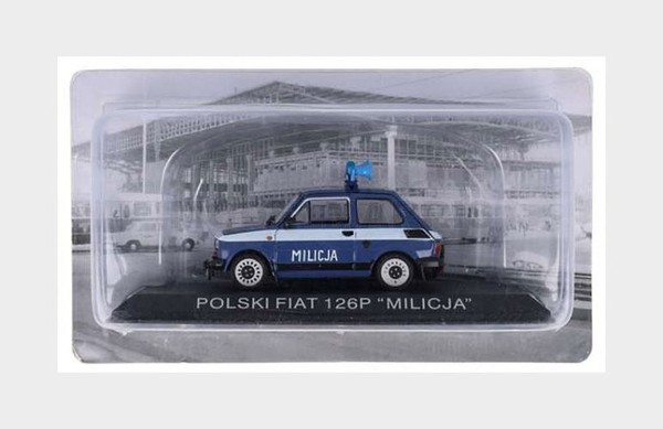 Edicola FIA8 Polizei Modellauto Fiat 126P 1984 1/43 Blau-Weiß-image