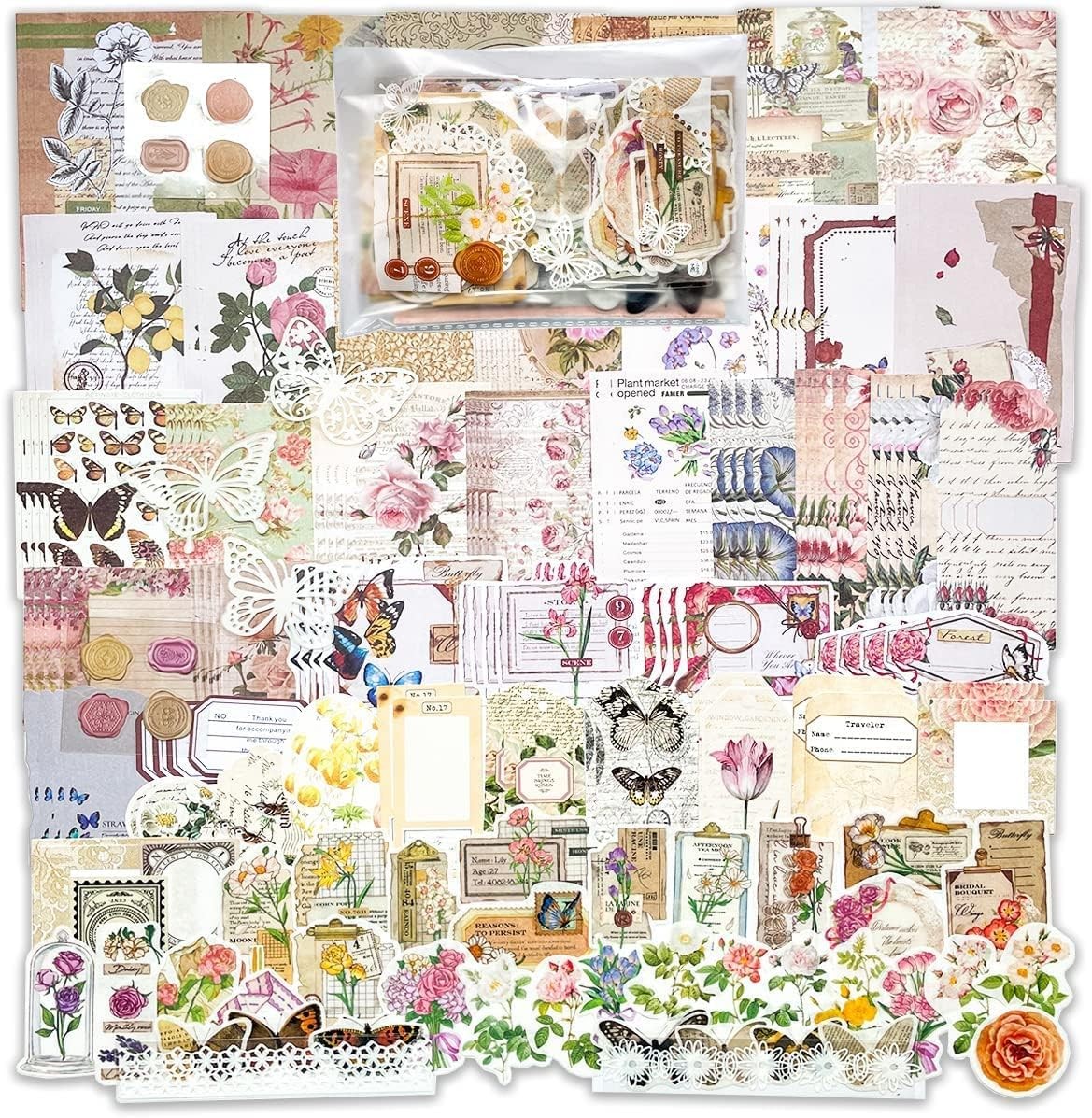 260stk Vintage Scrapbook Zubehör Set Aufkleber Vintage Scrapbooking Sticker