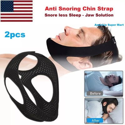 2PCS Adjustable Anti Snoring Chin Strap Sleep Apnea Snore Stop Belt Jaw Solution