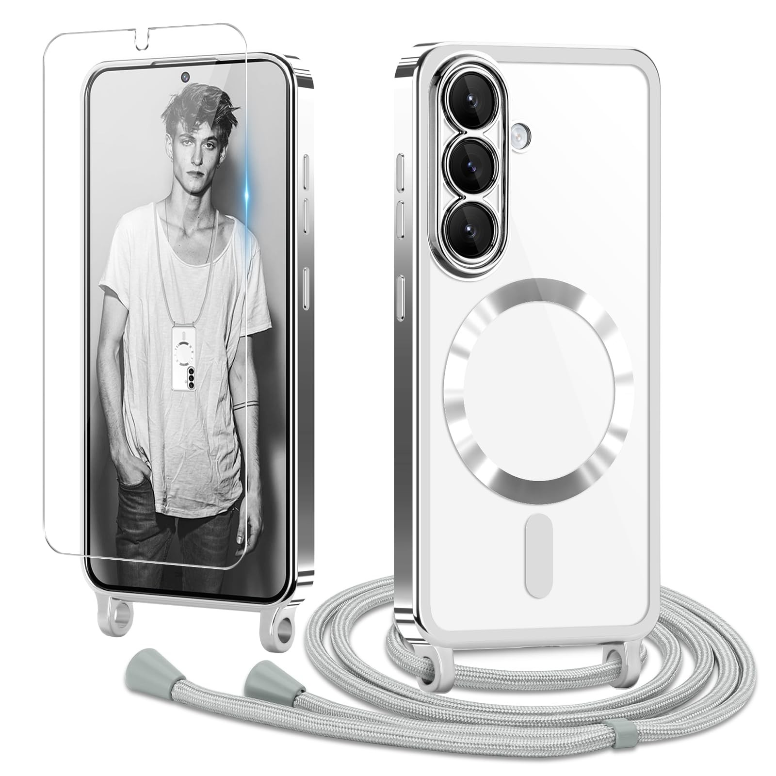 Coque Samsung S26 anti-chute cordon cou pour éviter perte et casse écran