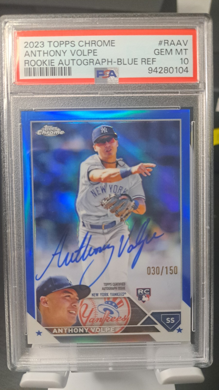 2023 Topps Chrome Anthony Volpe Rookie Auto Blue Refractor /150 - PSA 10!! 🔥🔥