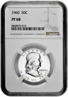 1960 50C Proof Silver Franklin Half Dollar NGC Graded PF 68 White Coin