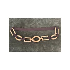 Chico's Geometric Link Stretch Waist Belt Womens L/XL Gold Black Statement Chic