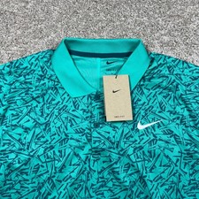 Nike Dri-FIT Mens Golf Polo Shirt Teal Green Abstract Tee AOP DV8497-317 Size L