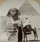 Egypt Le Sphinx Giza Pyramid 1899 Photo Stereo Vintage Albumine Original Print