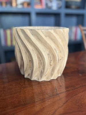 Opalhouse Unfinished Solid Wood Planter w/h Swirling Grooved Ridges 6  x 7 