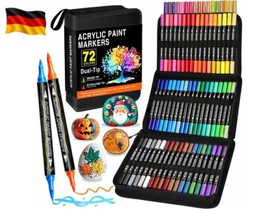 Acrylstifte Set 72 Farben, Dual Tip Acrylic Paint Marker mit Feiner Spitze und