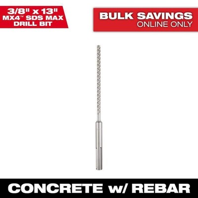 Milwaukee 3/8 in. x 13 in. 4-Cutter SDS-MAX Carbide Drill Bit