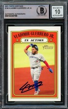 Vladimir Guerrero Jr Auto 2021 Topps Heritage Card 194 Blue Jays Auto 10 Beckett